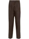 Briglia 1949 Wimbledons Mid-rise Linen Tapered Trousers In Brown