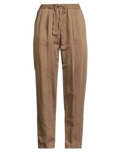 Briglia 1949 Woman Pants Brown Size 4 Linen, Cotton
