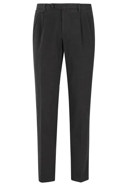 Briglia 2 Pinces Wool Effect Pocket Pants In Black