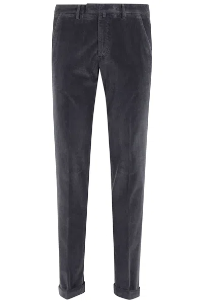 Briglia Anthracite 1000r Tencel Velvet Straight-leg Pants In Black