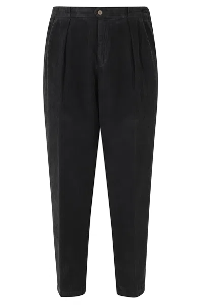 Briglia Anthracite Straight-leg Corduroy Cotton Straight-leg Pants In Animal Print