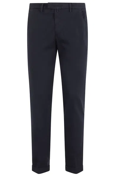 Briglia Anthracite Gray Flat-front Cuffed Cotton Straight-leg Pants In Black