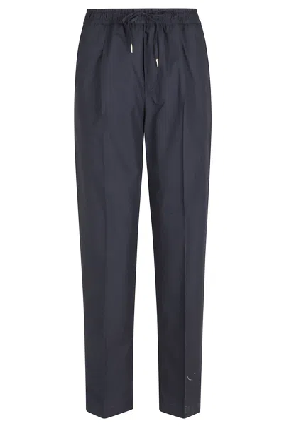 Briglia Blue Wimbledon Elastic Waist Drawstring Cotton Straight-leg Pants