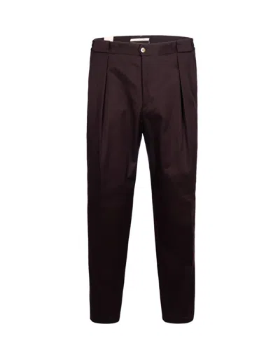 BRIGLIA BROWN TAILORED COTTON TROUSERS