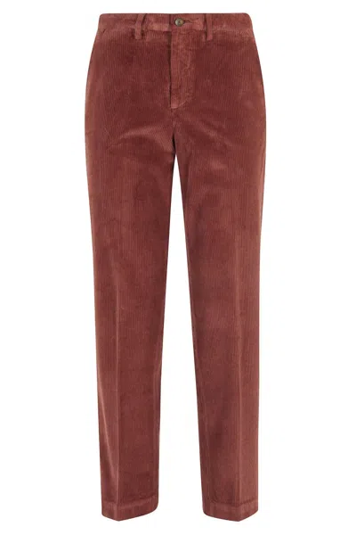 Briglia Corduroy Straight Pants With Slant Pockets And Back Pockets In Brown