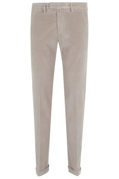 Briglia Corduroy Velvet Pants - Fine Rib In Gray
