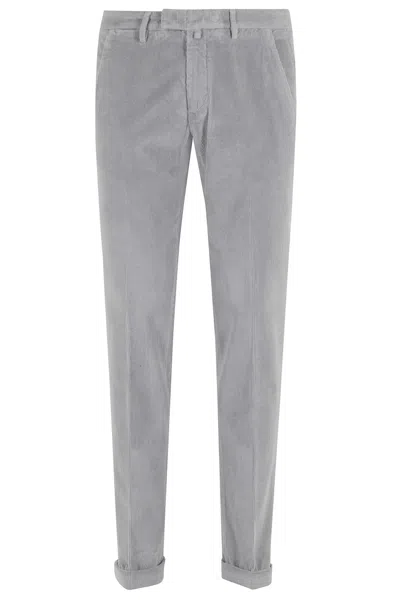 Briglia Corduroy Velvet Pants – Fine Rib In Gray