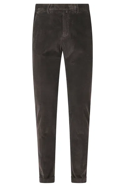 Briglia Dark Brown 1000r Tencel Velvet Straight-leg Pants In Purple