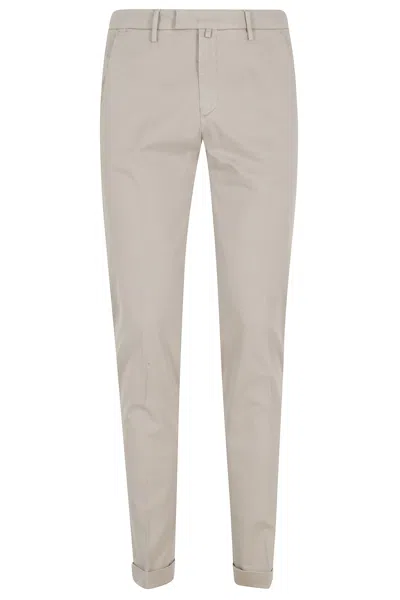 Briglia Dove Gray Tricotina Medium Waist Cotton-blend Straight-leg Pants In White