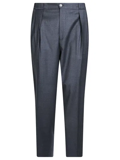 Briglia Flannel Pleated Tailored Formal Pants In Gray