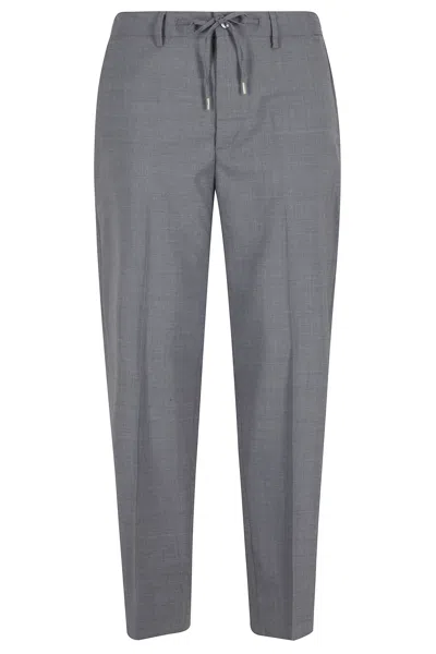 Briglia Gray Covents Drawstring Waist Wool-blend Straight-leg Pants