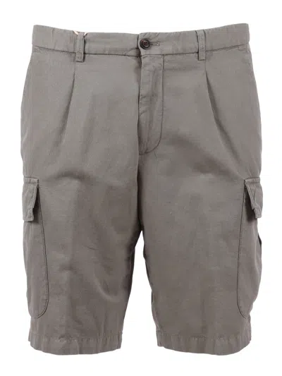 Briglia Grey Tailored Cargo Button Shorts In Gray