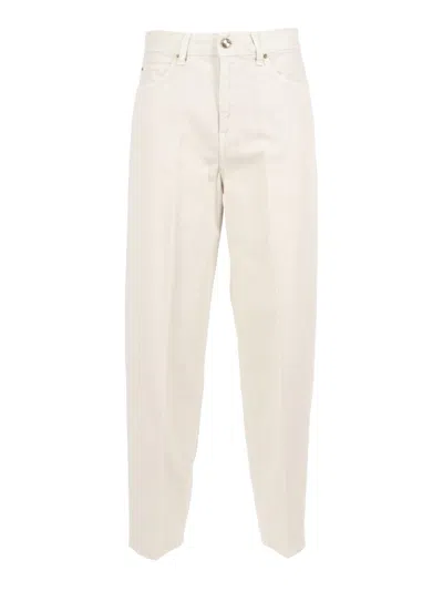 Briglia High-waisted Straight-leg Pants With Unique Button Closure In Neutral