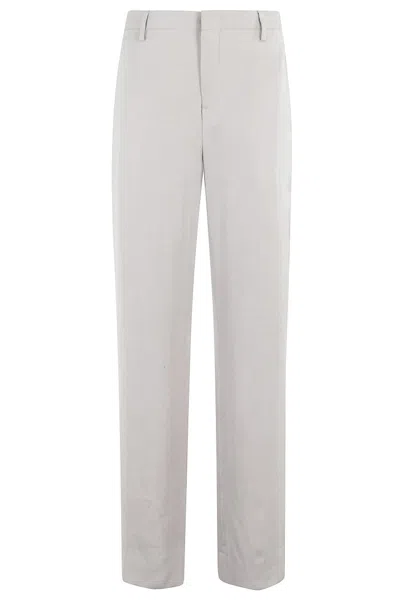 Briglia High-waisted Straight Leg Trousers With Pockets In Gray