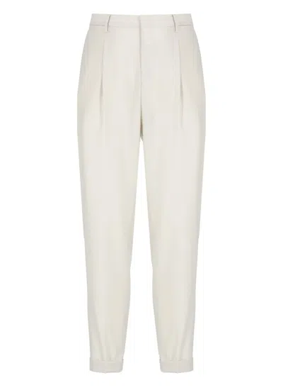Briglia Ivory Virgin Wool Pants In Multi