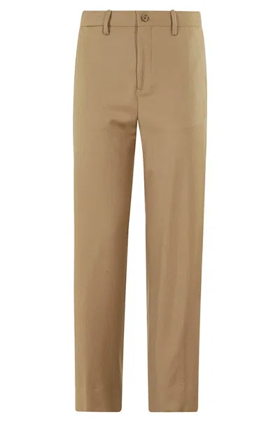 BRIGLIA MUD-COLORED WOOL PANTS WITH TAILORED FIT