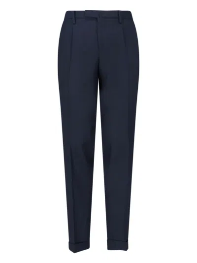 Briglia Navy Virgin Wool Trousers With Tailored Fit In Blue
