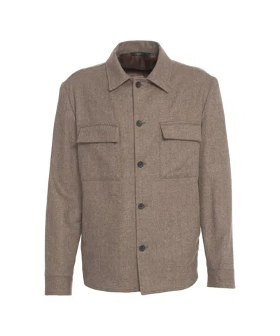 Briglia Overshirt In Lana 'john' In Brown