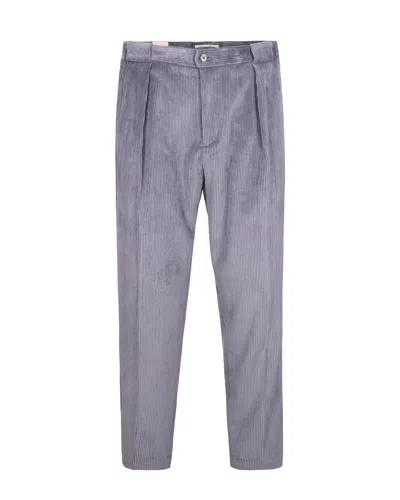 Briglia Pantalone Sartoriale Grigio In Velluto In Blue