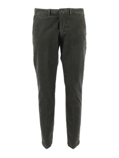 Briglia Slim Fit Green Pants With Textured Fabric In Black