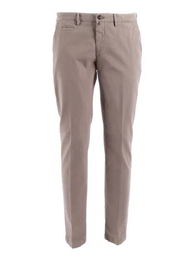 Briglia Slim Fit Trousers With Textured Fabric In Brown