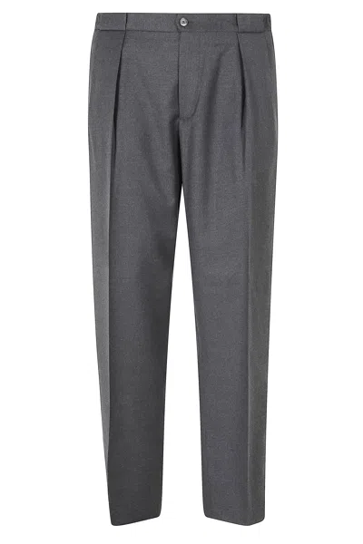 Briglia Steel Gray Portobello Tailored Reverse Darts Flannel Wool Pants
