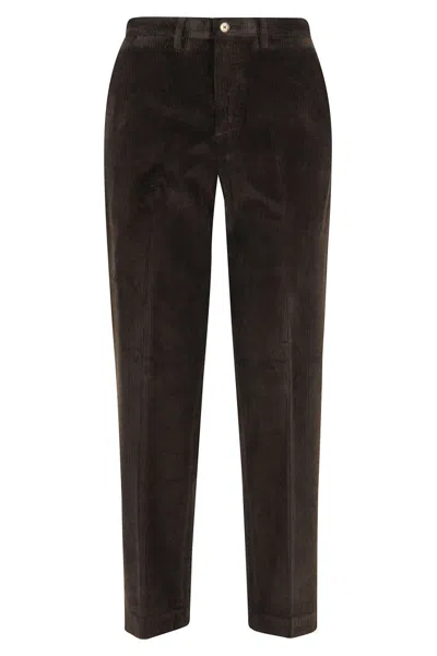 Briglia Straight-cut Corduroy Pants With Classic Design Elements In Brown