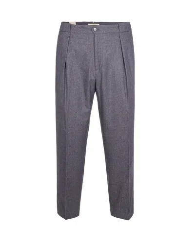 BRIGLIA STRAIGHT-FIT FLANNEL TROUSERS WITH PRESSED CREASES AND WELT POCKETS
