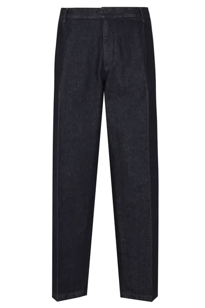 Briglia Straight Leg Dark Denim Jeans With Integrated Pockets In Blue