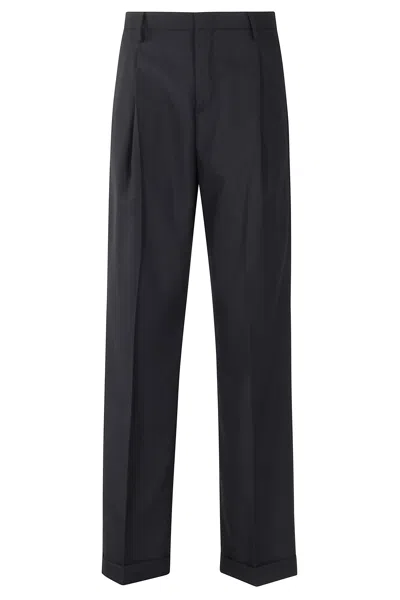 Briglia Straight Leg High-waisted Bridle Pants In Virgin Wool In Black