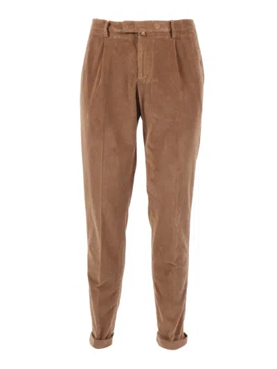 Briglia Straight-leg Tailored Pants With Structured Waistband In Brown