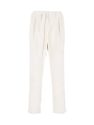 Briglia Stripe Textured Relaxed Fit Tapered Pants In White
