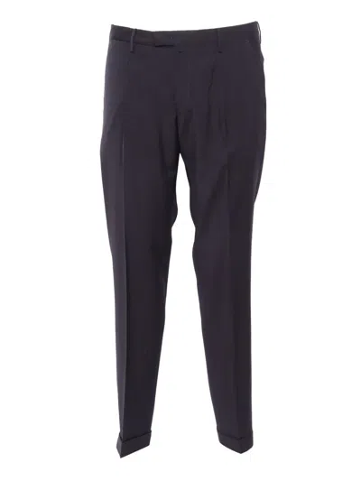 Briglia Tailored Black Trousers With Polished Finish In Blue