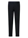 Briglia Tailored Black Virgin Wool Trousers With Cuffed Hem In Blue