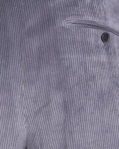 Briglia Tailored Grey Ribbed Velvet Trousers With Pressed Crease In Gray