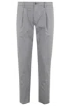 Briglia Tapered Grey Cotton Stretch Pants With Pleated Detailing In Grey
