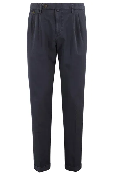 Briglia Tapered Pants With Double Pleat Design In Blue