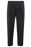 Briglia Tapered Trousers In Zignone Wool With Pleats In Blue