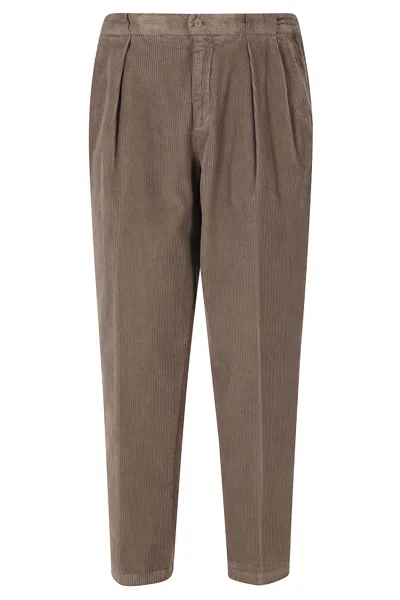 Briglia Taupe Straight-leg Corduroy Cotton Straight-leg Pants In Brown