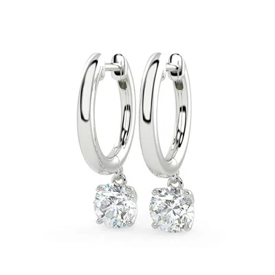Brilliant Carbon Igi Certified 2.00 Ct. Tw. Lab Grown Diamond Hoops In 14k White Gold In Silver