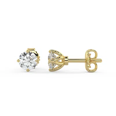 Brilliant Carbon Igi Certified 2.00 Ct. Tw. Lab Grown Diamond Stud Earringsn In 14k Yellow Gold In Silver