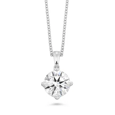 Brilliant Carbon Igi Certified 2.00 Ct. Tw. Round Brilliant Lab Grown Diamond Necklace In 14k Yellow Gold In Silver