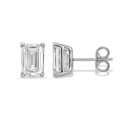 Brilliant Carbon Igi Certified 4.00 Ct. Tw. Lab Grown Diamond Earrings In 14kn White Gold In Silver
