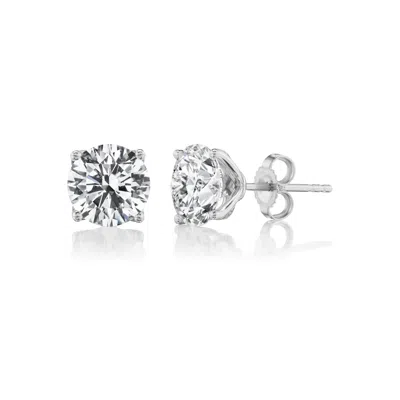 Brilliant Carbon Igi Certified 4.00 Ct. Tw. Lab Grown Diamond Stud Earringsn In 14k White Gold In Silver