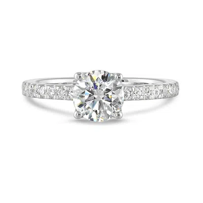 Brilliant Carbon Igi Certified Lab Grown Diamond Engagement Ring, 1.25 Carat In Silver