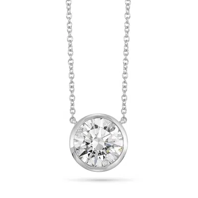 Brilliant Carbon Igi Certified Lab-grown Diamond Solitaire Pendant Necklace In 14k Gold 0.5 Carats / White / Spring R In Metallic
