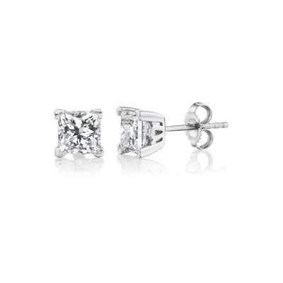 Brilliant Carbon Igi Certified Lab Grown Diamond Stud Earrings - 3 Carat In Silver