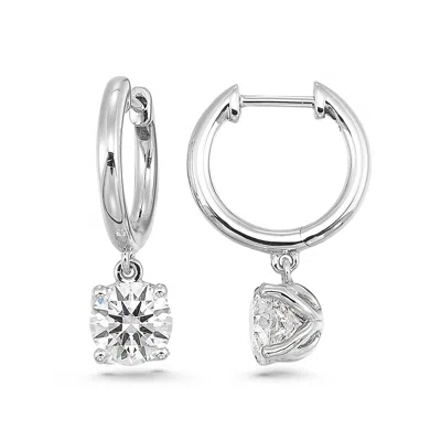 Brilliant Carbon Igi Lab Grown Diamond Huggie Hoop Earrings - 1.0 Carats In Metallic