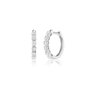 Brilliant Carbon Lab Grown Diamond Huggie Hoop Earrings For Women In Silver