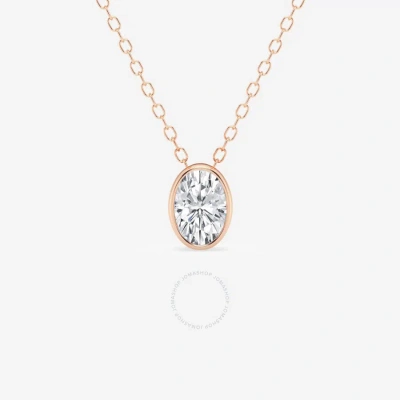 Brilliant Diamond 0.50 Cttw 14kt Rose Gold Bezel Setting Oval-cut Lab Grown Diamond Pendant Necklace In White